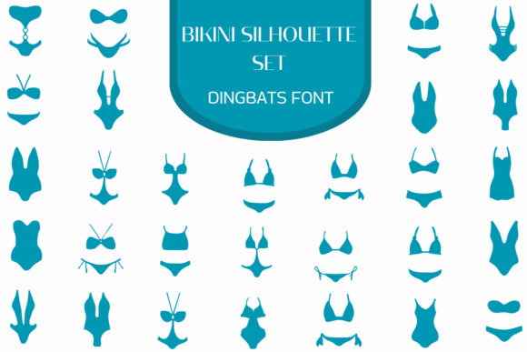 Bikini Silhouette Set: A Stylish Dingbat Font for Summer-Themed Web Design