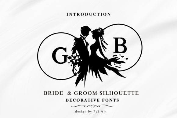 Bride Groom Silhouette Monogram: A Romantic Decorative Font for Elegant Branding