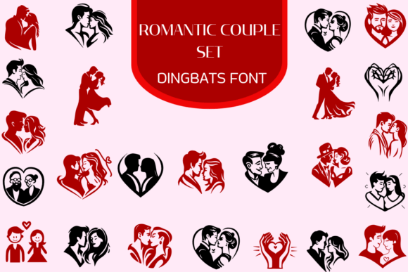 Romantic Couple Set: A Dingbat Font for Visual Romance in Craft Design